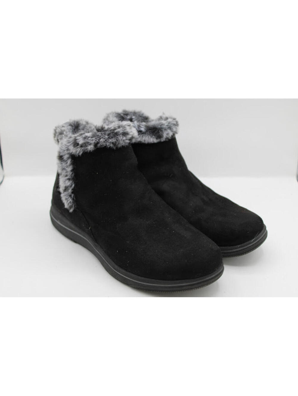 Clarks Cloudsteppers Black Faux Fur Lined Ankle Boots Women's Size 9.5M
